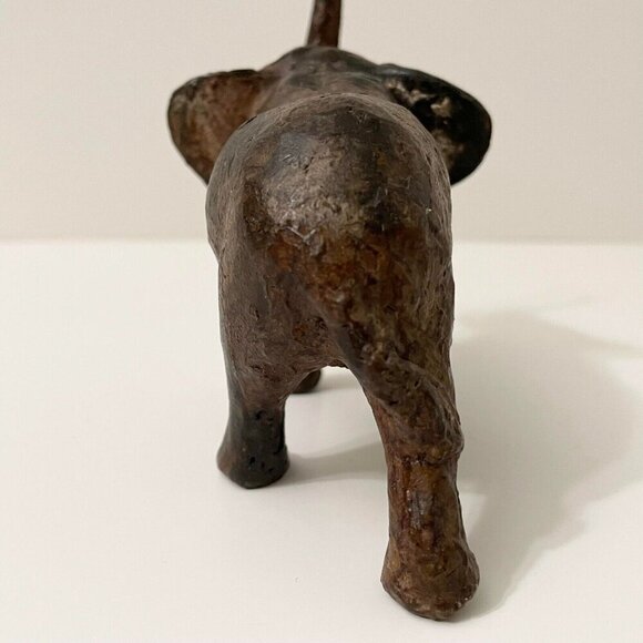 Vintage Elephant Trunk Up Metal Figurine 6 Inch Long Figure Flaws - Picture 12 of 16